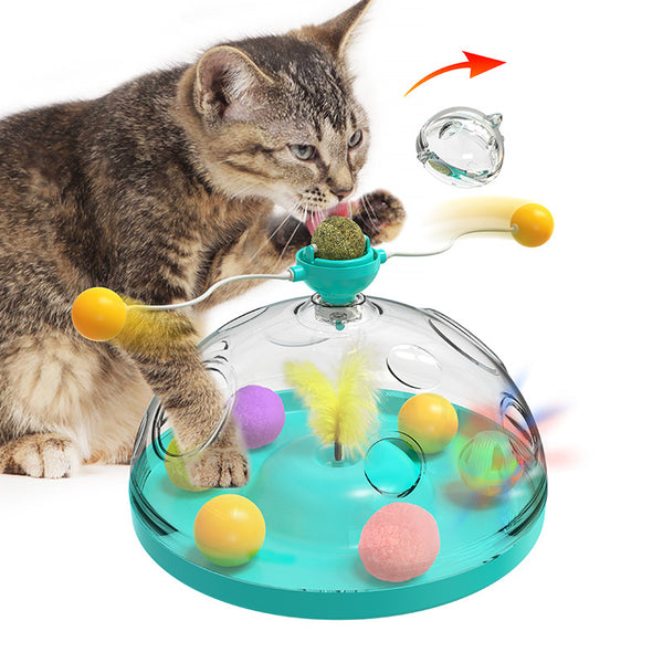 Meows Windmill Cat Toy – Interactive Spin Toy with Catnip, Luminous Ball & Treat Dispenser