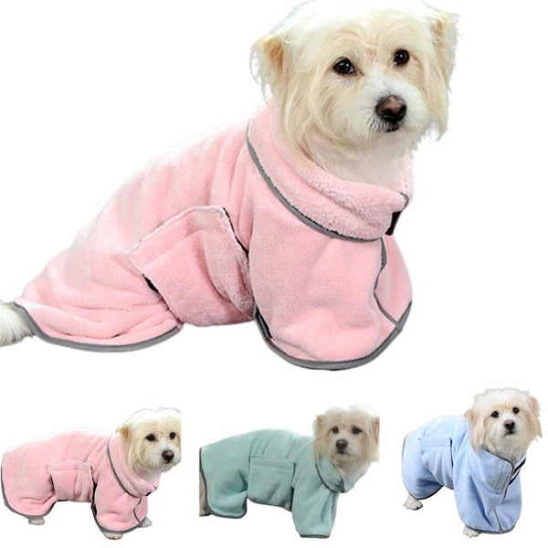 Quick-Drying Pet Bathrobe – Microfiber Absorbent Dog & Cat Towel Coat for Bath & Winter Warmth