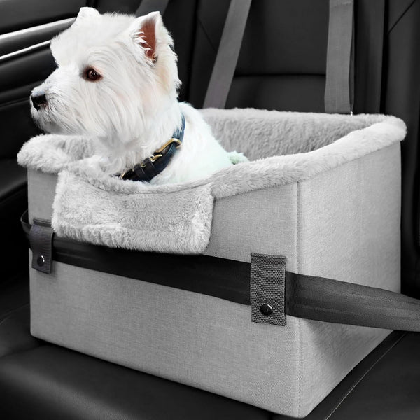 Small Dog Car Seat – Portable Booster with Safety Leash (Up to 25 lbs)