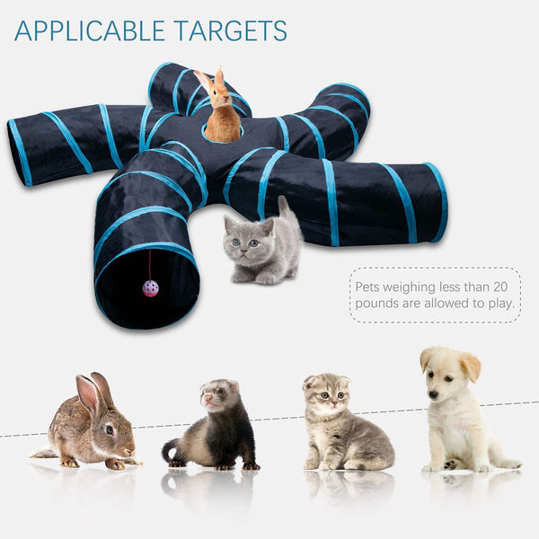 Tree Pattern Cat Tunnel – 3-Way Foldable Play Tube for Pets