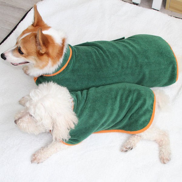 Microfiber Pet Bathrobe – Super Absorbent Dog Drying Coat with Adjustable Hook & Loop Straps