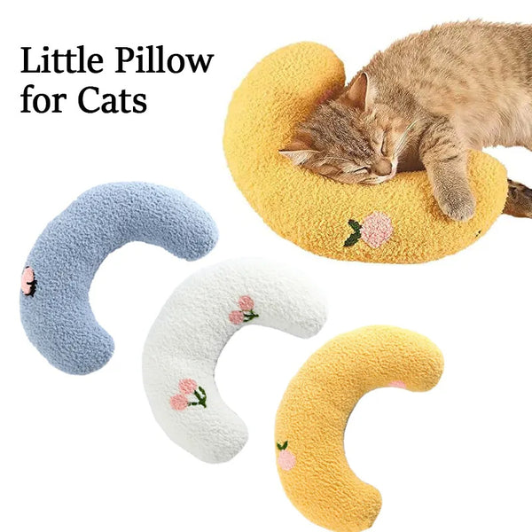 U-Shaped Calming Pillow for Cats & Small Dogs – Soft Washable Neck Support
