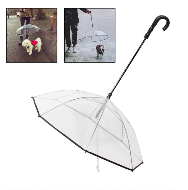 Transparent Dog Umbrella with Leash – Removable Rain Cover for Small Dogs | Pet Walking Accessory